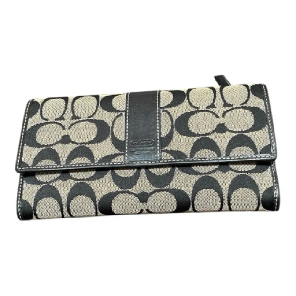 Vintage Coach Black And  Gray Legacy Trifold Signature Wallet